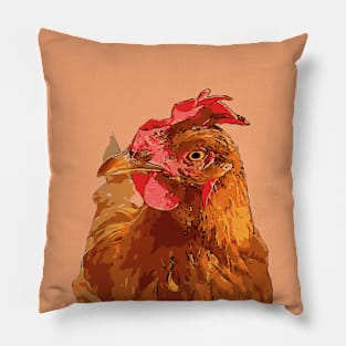 Quirky Farmyard Chicken Portrait Isolated Pillow