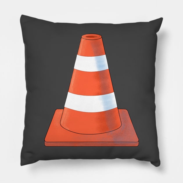 Cute orange and white Safety Cone. Pillow by StephJChild