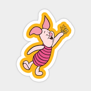 Little Pig with Awareness Ribbon Butterfly (Yellow) Magnet