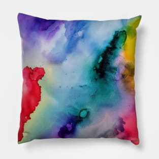 Multicolored Watercolor Splash Abstract Art Pillow