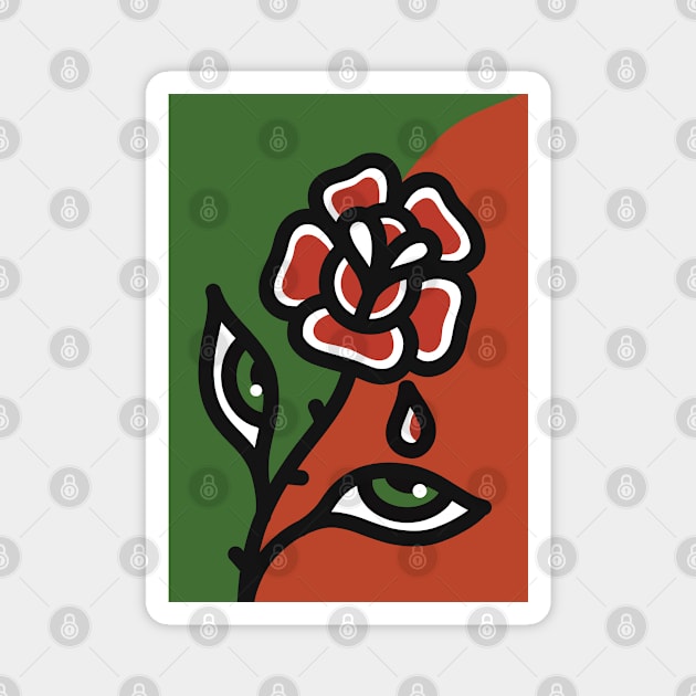 Crying Rose Magnet by Lopostudio