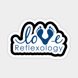 Love Reflexology - (white outline) blue font Magnet