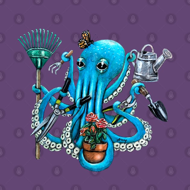 "Octo Gardener" - Octopus Landscaper by GardenPartyArt