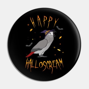 Happy Halloscream African Grey Parrot Pin