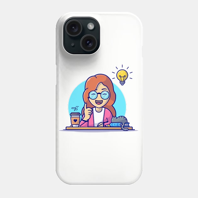 Women Brainstorming Cartoon Vector Icon Illustration Phone Case by Catalyst Labs