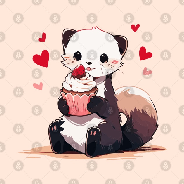 A ferret offering a loving cupcake by etherElric