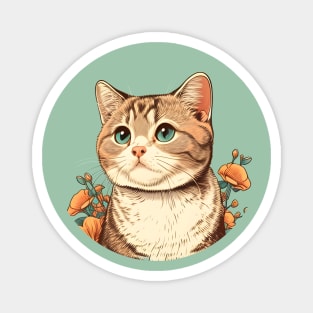 Purrfect Cat Flower - Love Pastel Fat Cat Magnet