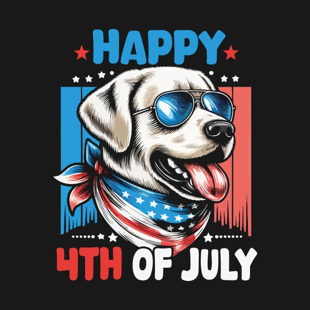 Patriotic American Labrador Retriever Happy 4th of July by JUST PINK