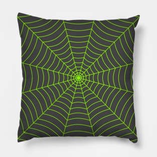 Neon green spider web Pillow