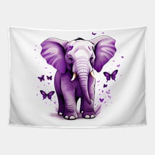 Cute Baby Elephant with Butterflies Design Tapestry