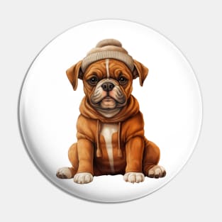 Winter Boxer Dog Pin