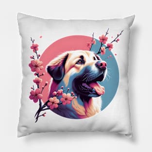 Kuvasz Enjoys Spring's Cherry Blossoms Elegance Pillow