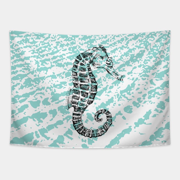 seahorse print Tapestry by rachelsfinelines