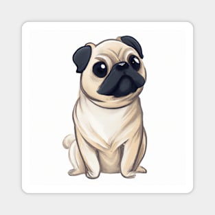 Cute Pug Drawing Magnet