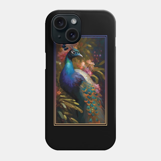 Peacock Vibrant Tropical Flower Tall Digital Oil Painting Portrait Phone Case by ArtHouseFlunky