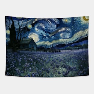 Enchanted Flower Garden Night: Bluebells Starry Floral Tapestry