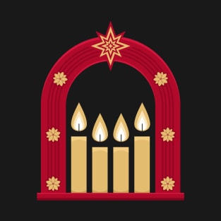 Four Advent candles lit in anticipation of the birth of Jesus Christ T-Shirt