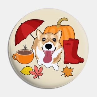 Fall Essentials Corgi Pin