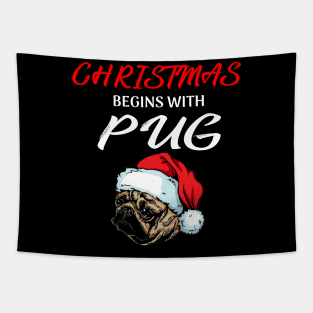 Christmas Begin With Pug Dog Costume Gift Tapestry