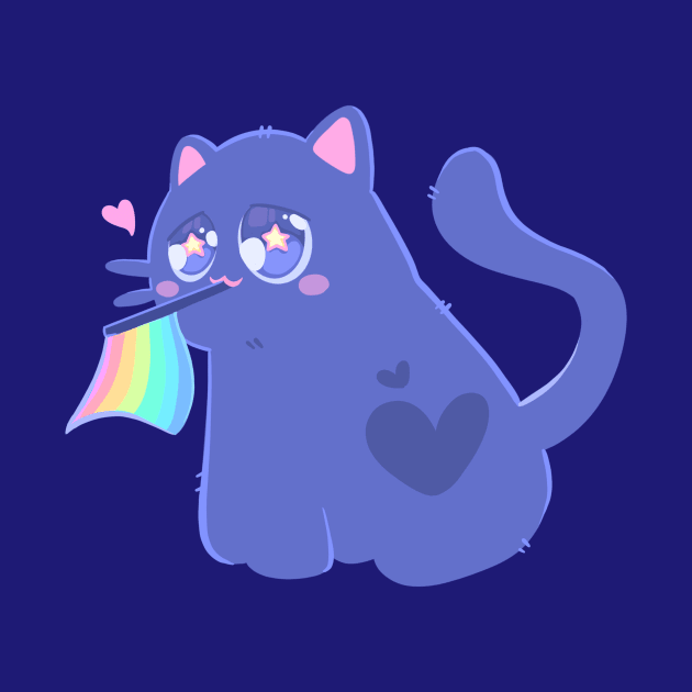 PURRIDE! Catto with a Rainbow Flag by silly cattos