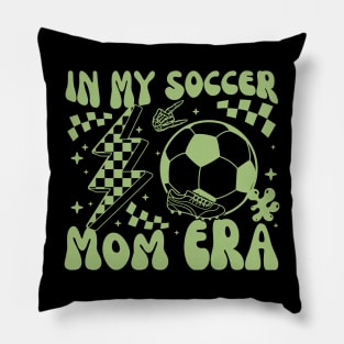 In My Soccer Mom Era Groovy Sports Pop Art Soccer Lover Gift Pillow