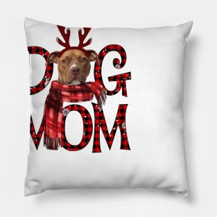 Brown Pitbull Mom Christmas Dog Mom Dog Lovers Pillow