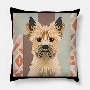 70s Cairn Terrier Vibes: Pastel Pup Parade Pillow