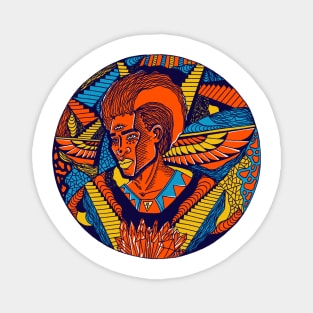 Orange Blue Wise Afro King Magnet