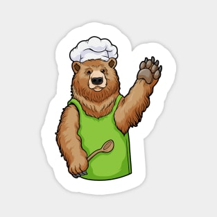 Bear as Chef with Chef hat and Wooden spoon Magnet