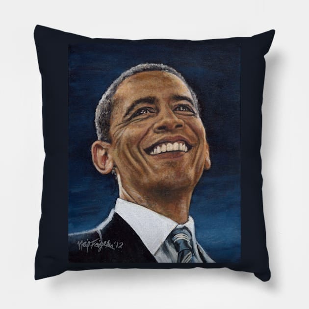 President Barack Obama Pillow by Neil Feigeles