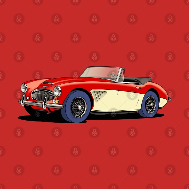 Two tone Austin-Healey 3000  in red and cream by Webazoot