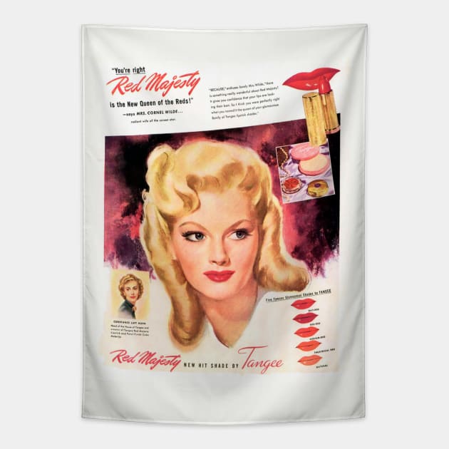 Red Majesty Lipstick Ad Tapestry by WAITE-SMITH VINTAGE ART