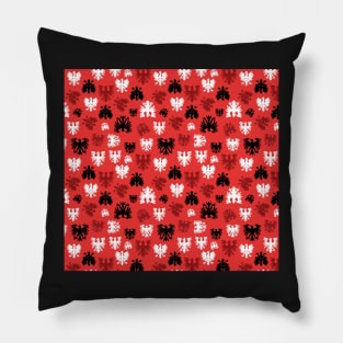 Polish Falcon Polish Eagle Pattern in Black and Red Dyngus Day Pillow