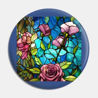 Stained Glass Roses Pin