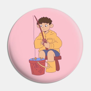 boy fishing Pin