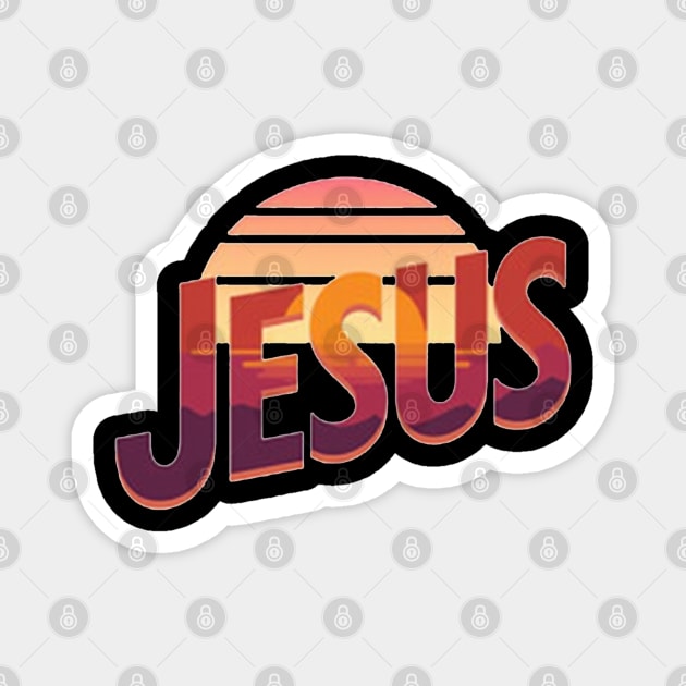 Jesus Sunset Retro Vintage Design Magnet by Rox