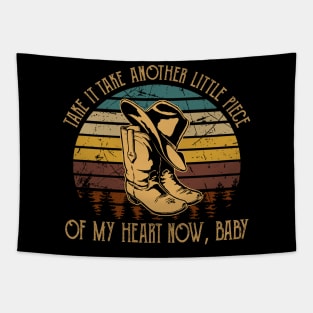 Take It Take Another Little Piece Of My Heart Now, Baby Cowboy Boot Hat Vintage Tapestry