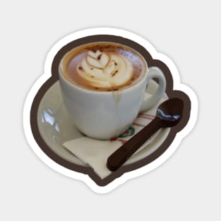 Americano Coffee with Tulip Design And Chocolate Spoon Magnet