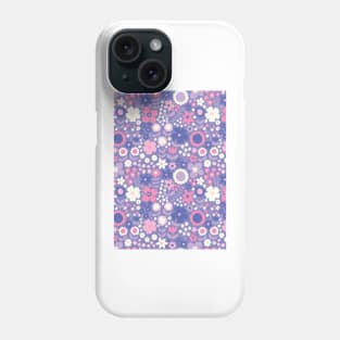 retro florals pattern, 70s groovy purple flowers, flower market, scandinavian florals, purple hues, purple, lilac, pink, hot pink Phone Case