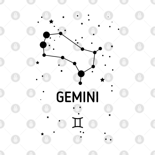 Gemini Zodiac Sign Constellation (Black Print) by The Cosmic Pharmacist