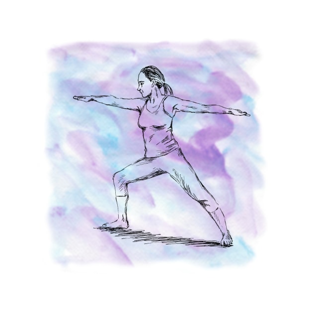 Yoga Pose Warrior Illustration by rachelsfinelines