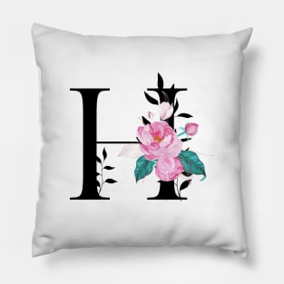 Floral Monogram H Pillow