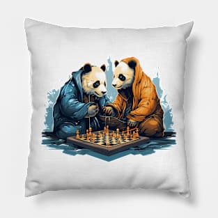 pandas play chess Pillow