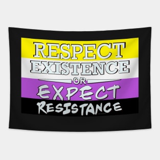 Respect Exsistence or Expect Resistance, Nonbinary Pride Flag Tapestry