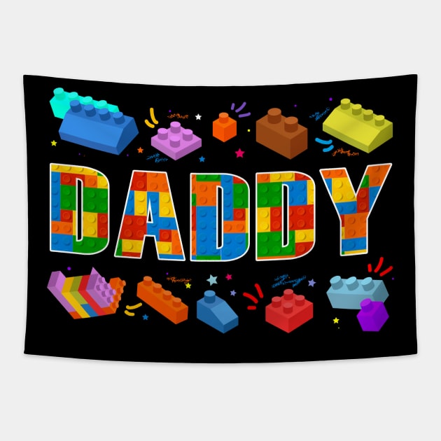 Daddy Parent Brick Master Builder Building Blocks Set Family Tapestry by Hesti Design