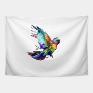 Colorful parrot flapping wings Tapestry