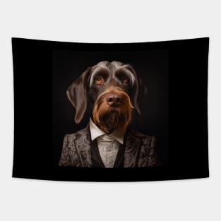 German Wirehaired Pointer Dog in Suit Tapestry