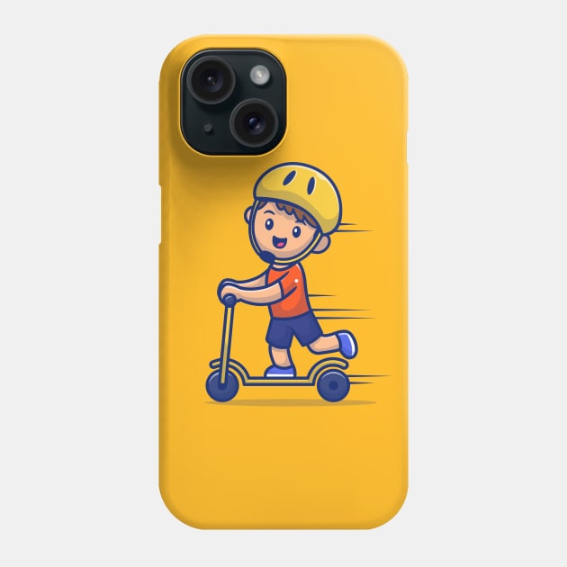 Cute Boy Playing Scooter Electric Phone Case by Catalyst Labs