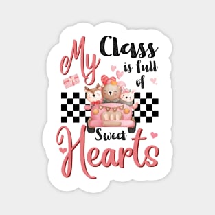 My Class Is Full Of Sweethearts, Retro Teacher Valentines Day Gift Magnet