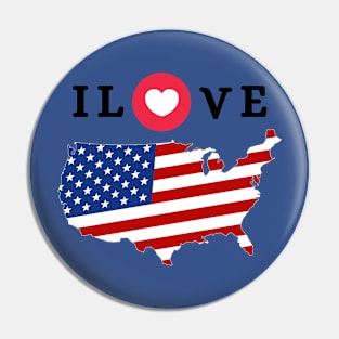 I Love USA America T-Shirt Pin